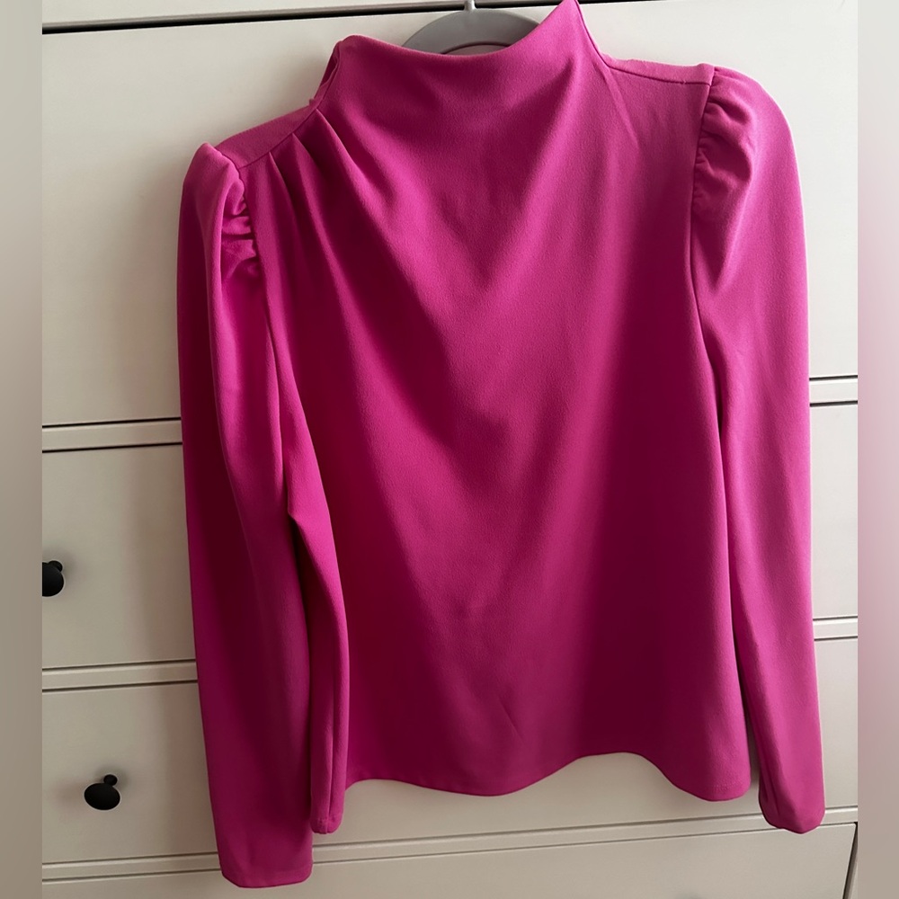 Ann Taylor Mock Neck Long Sleeve Pink Blouse